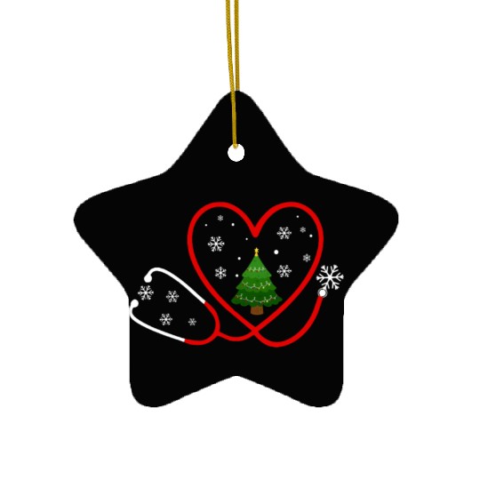 Nurse Heartbeat Christmas Tree Ceramic Ornaments