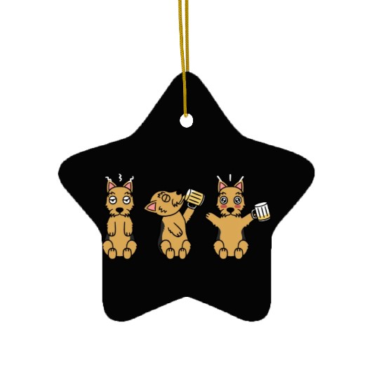 Yorkshire Terrier Beer Lover Ceramic Ornaments