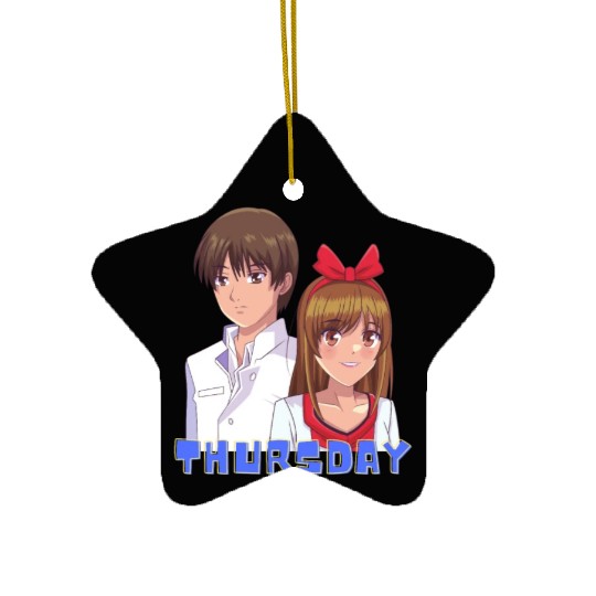 Anime Boy and Girl Day of The Week Thursday Ceramic Ornaments