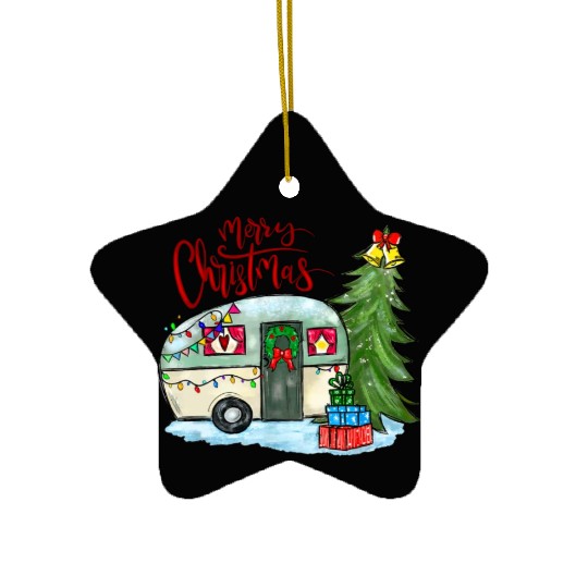 Merry Christmas Happy Camper Funny Camping Life Ceramic Ornaments