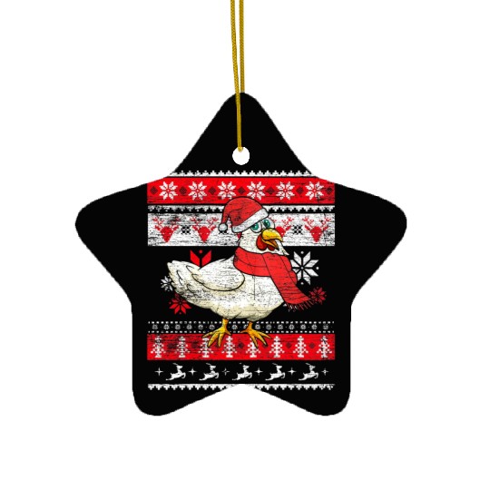 Farm Animal Farmer Gifts Ugly Christmas Chicken Ceramic Ornaments