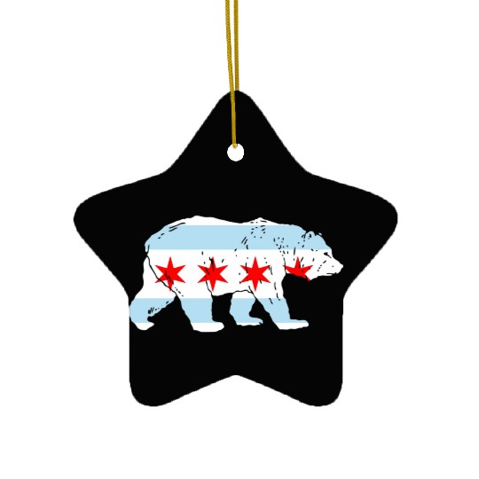 City Of Chicago Flag Bear Lover Classic Ceramic Ornaments