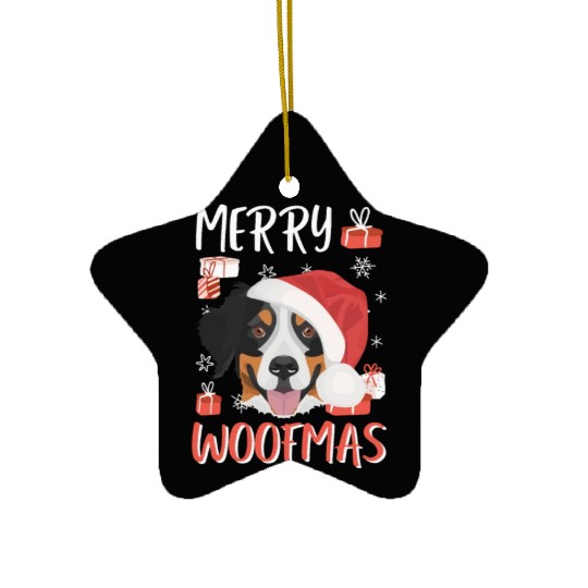 Bernese Mountain Dog Merry Christmas Ceramic Ornaments