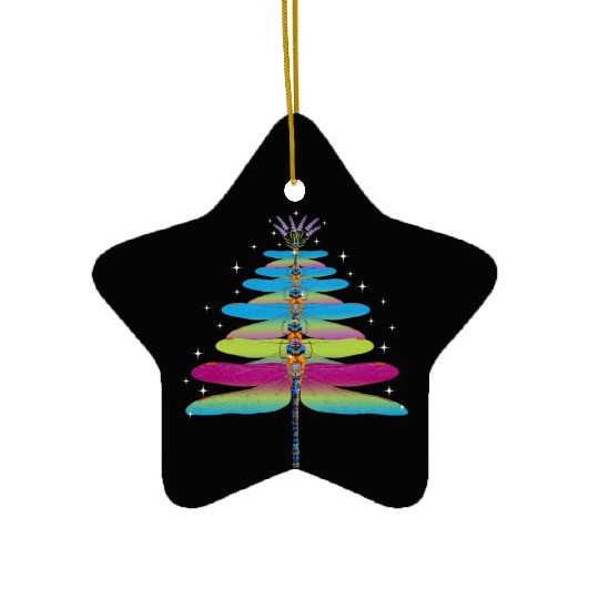 Dragonfly Christmas Tree Funny Insects Lover Xmas Ceramic Ornaments