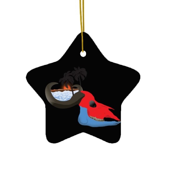 buffalo skull colorful Ceramic Ornaments