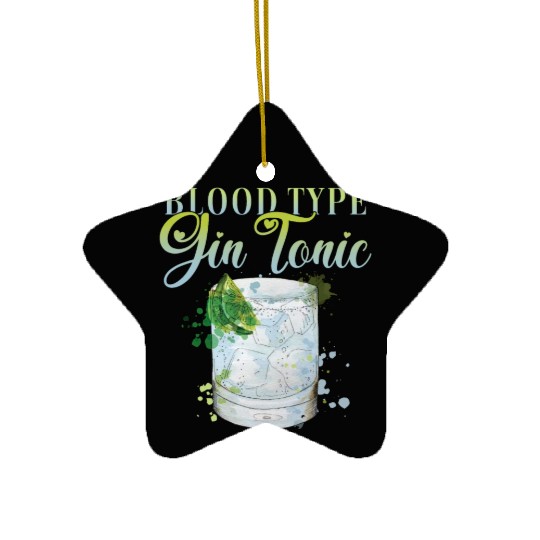 Blood Type Gin Tonic Cocktail for Bartender Ceramic Ornaments