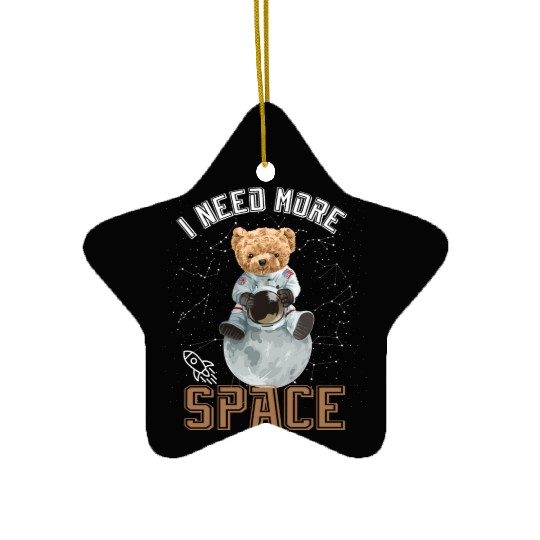 Funny Quote Space teddy bear Astronaut Ceramic Ornaments