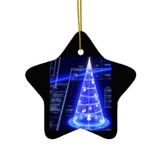 Christmas Blueprint Christmas Tree Blueprint Ceramic Ornaments