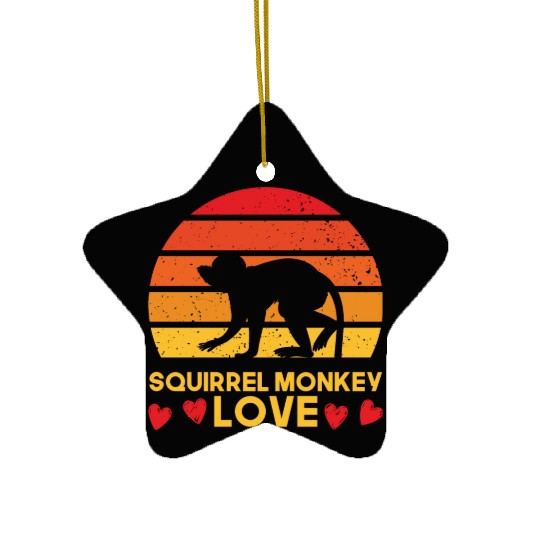 I love squirrel monkeys sunrise design Ceramic Ornaments