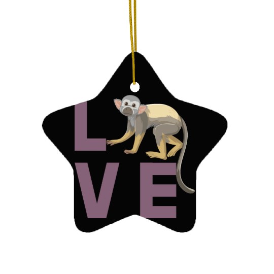 Squirrel monkey love Ceramic Ornaments