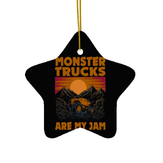 Monster Trucks Are My Jam Vintage Retro Ceramic Ornaments