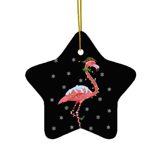 Flamingo Lover Xmas Gift Santa Hat Elf Flamingo Ceramic Ornaments