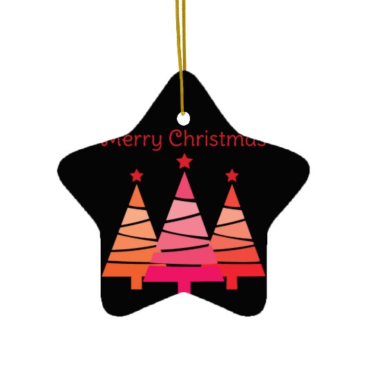 Minimalist Merry Christmas Pines Ceramic Ornaments