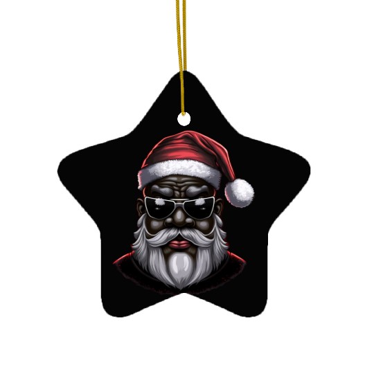 Black Santa, African American Santa Claus Ceramic Ornaments