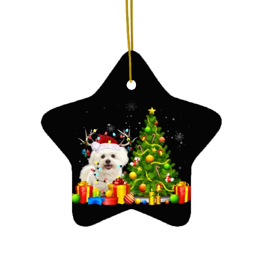 Bichon Frise Christmas Dog Lover Xmas Santa Ceramic Ornaments