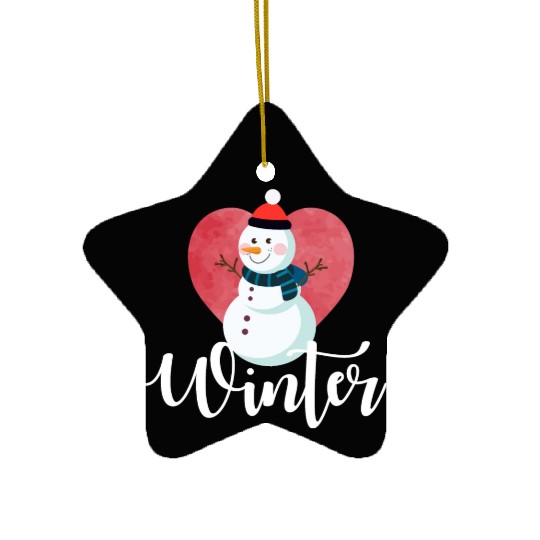 I Love Winter, Snow, Cold And Snowman Ceramic Ornaments