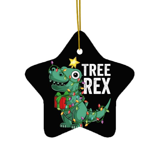 Kids Christmas Dinosaur Tree Rex Pajamas Toddler Ceramic Ornaments