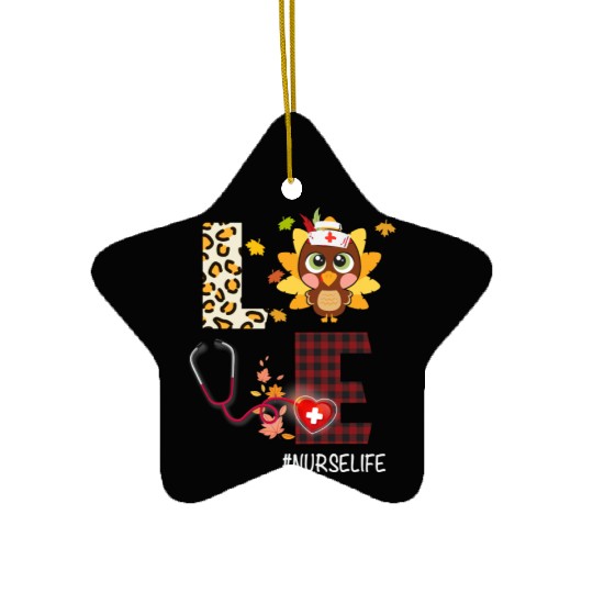 Love Turkey Stethoscope Nurse Life Thanksgiving Ceramic Ornaments