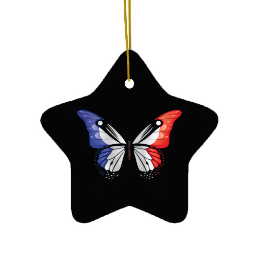 France Swallowtail Butterfly Flag Ceramic Ornaments