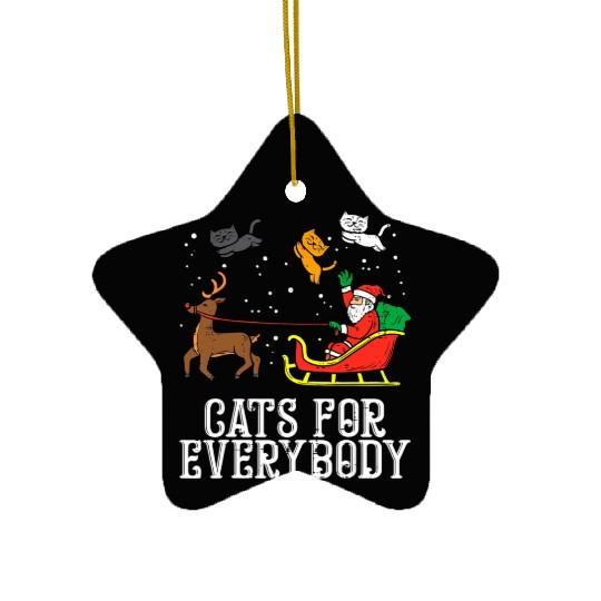 Cats For Everybody Christmas Cat Funny Xmas Ceramic Ornaments