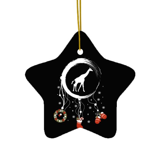 Winter dreamcatcher Christmas Giraffe Ceramic Ornaments