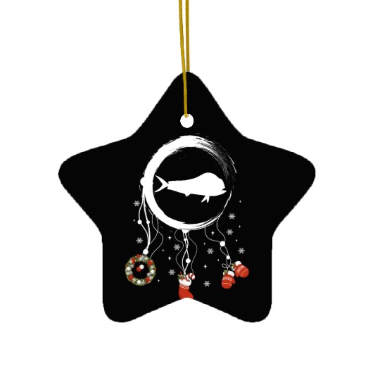 Winter dreamcatcher Christmas Dolphin Ceramic Ornaments
