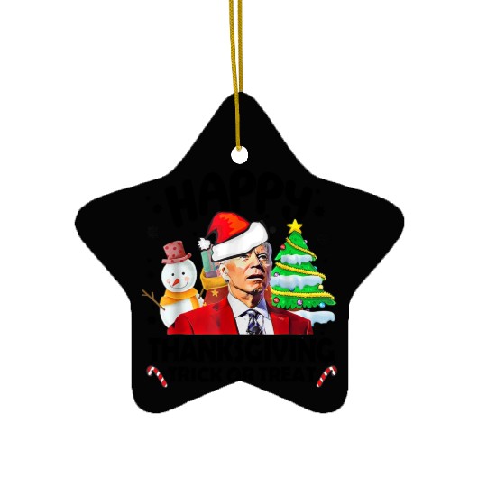 Joe Biden Merry Thanksgiving Trick Or Treat Ceramic Ornaments
