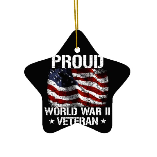 World War 2 Veteran Military Veteran USA Flag Ceramic Ornaments
