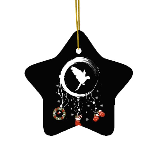 Winter dreamcatcher Christmas Parrot Ceramic Ornaments
