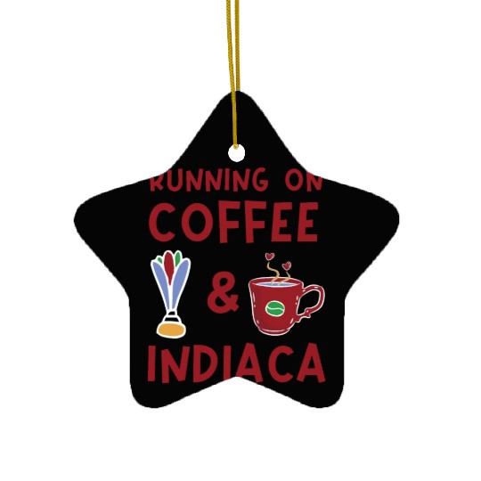 Running on coffee and Indiaca, sports design Ceramic Ornaments