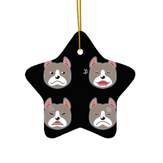 Funny Pitbull Terrier Dog Cartoon Faces Ceramic Ornaments