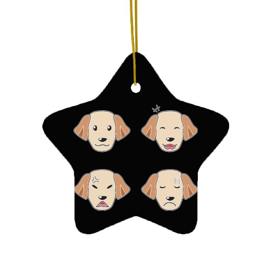 Funny Labrador Retriever Dog Cartoon Faces Ceramic Ornaments