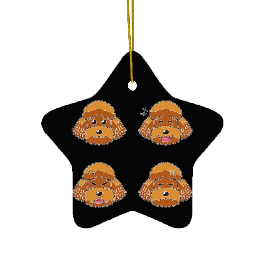 Funny Brown Poodle Dog Cartoon Faces Ceramic Ornaments