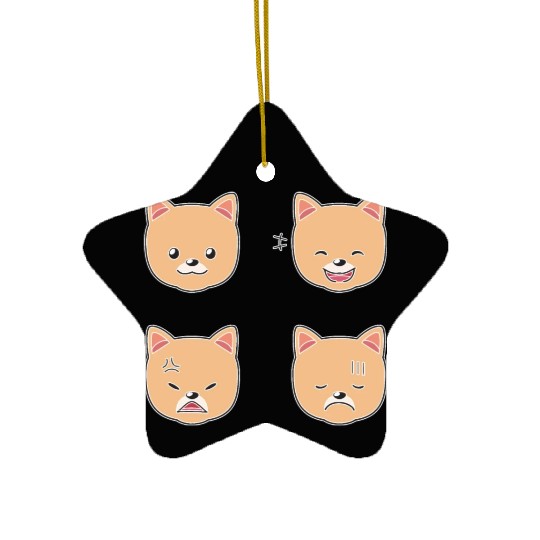 Funny Pomeranian Dog Cartoon Faces Ceramic Ornaments