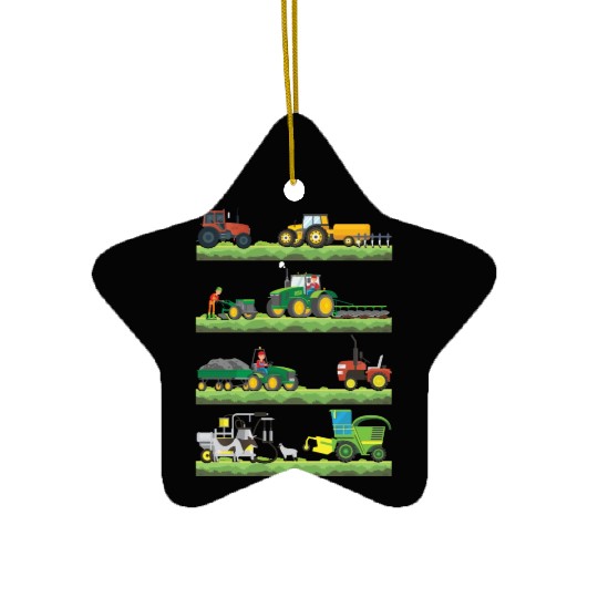 Agricultural Machinery Tractors Farmer Vehicles Ceramic Ornaments