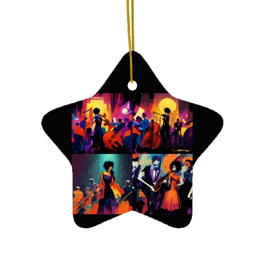 Jazz girls, jazz painting with beautiful girls Ceramic Ornaments