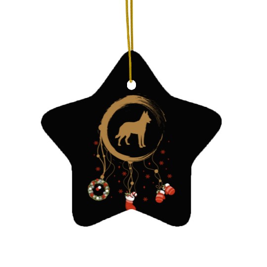 dog dreamcatcher Christmas Belgian Malinois Ceramic Ornaments