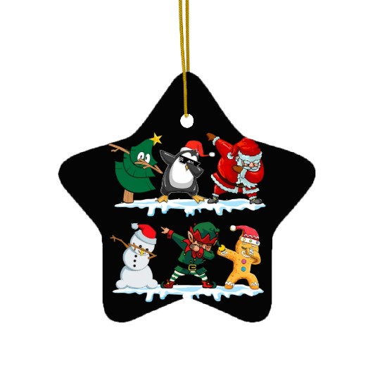 Dabbing Santa Elf Friends Funny Christmas Dabs Ceramic Ornaments