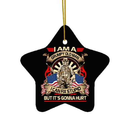 Afghanistan veteran Grumpy old man Ceramic Ornaments