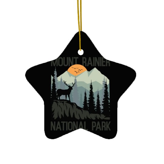 Mount Rainier National Park Mountains Deer Ceramic Ornaments