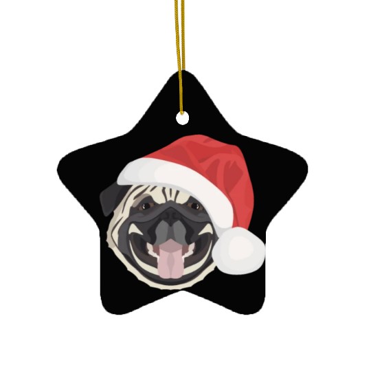 Pug Merry Christmas Ceramic Ornaments