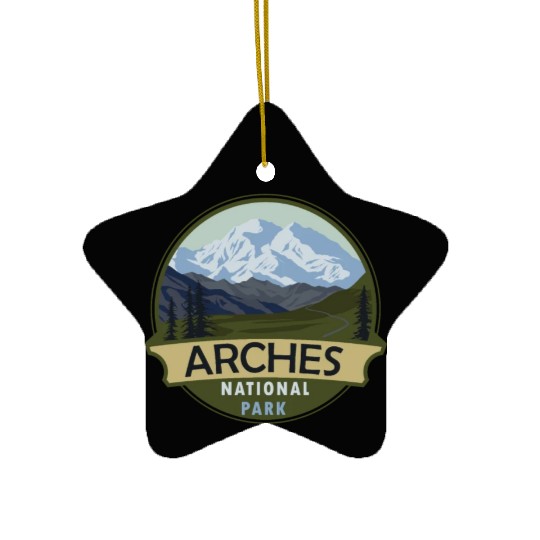 Cool Vintage Retro Arches National Park Mountain Ceramic Ornaments