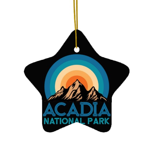 Cool Vintage Retro Acadia National Park Mountain Ceramic Ornaments