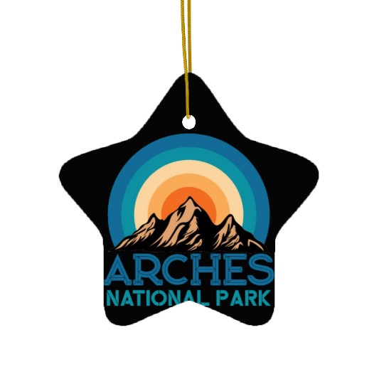 Cool Vintage Retro Arches National Park Mountain Ceramic Ornaments