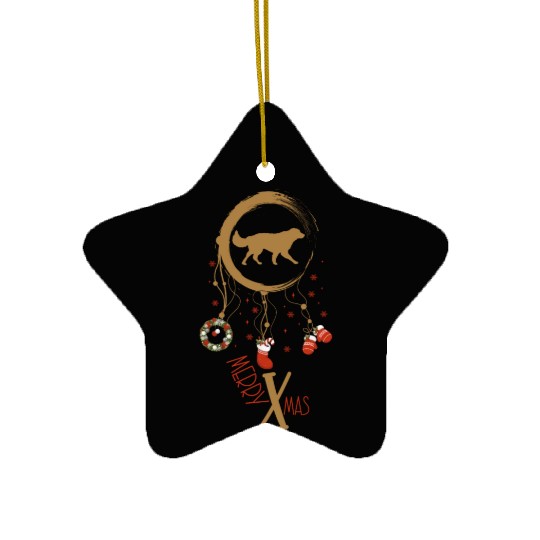 dog dreamcatcher Christmas Golden Retriever Ceramic Ornaments