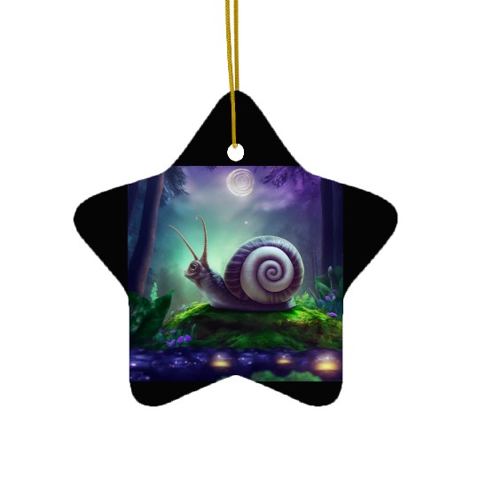 Spiral Moongazing Snail Ombre Aqua Lavender sky Ceramic Ornaments