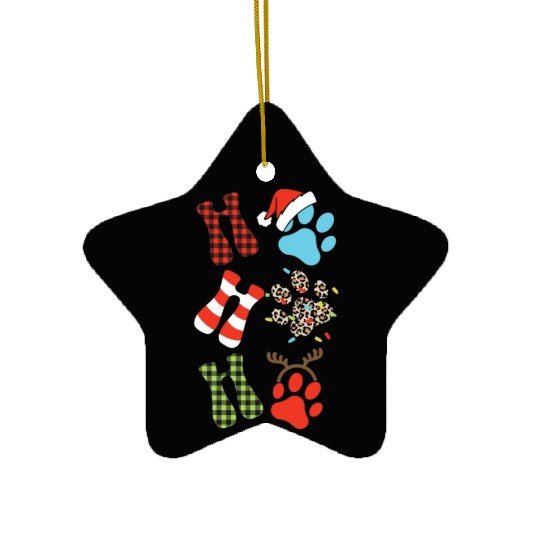 Xmas Christmas Ho Ho Ho Dog Paw Puppy Ceramic Ornaments