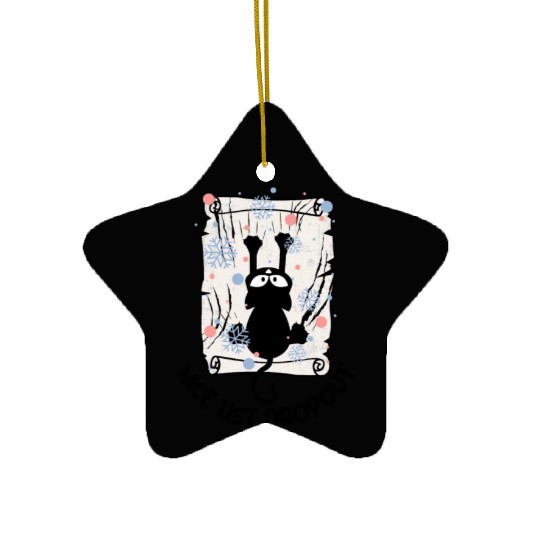 Xmas Christmas Nice List Dropout Cat Kitten Ceramic Ornaments