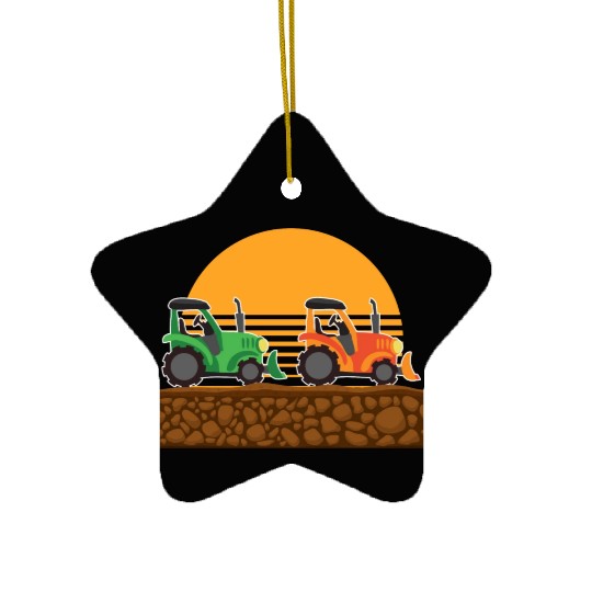 Kids Tractor Lover Farm Vehicles Ceramic Ornaments