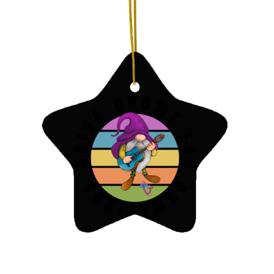 FUNNY RETRO "GOING GNOME FOR CHRISTMAS" SUNSET Ceramic Ornaments